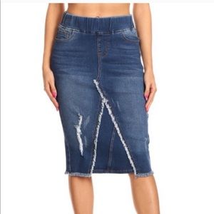 Modest Denim Midi Length Pencil Skirt NWT
